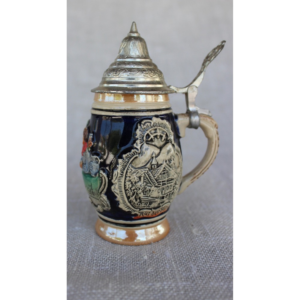 Vintage Old German Beer Stein Western Germany Hand Painted Ceramic Lidded - Picture 9 of 9